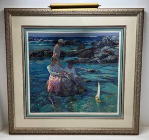 lot 28 image: Pencil Signed Dan Hatfield (Artist Proof) Limited Edition Serigraph On Paper 6580 Framed Behind Glass With Light 46 12W x 43 12T