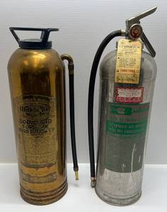 lot 29 image: Vintage Brass Fire Extinguisher & More