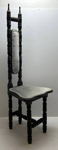 lot 30 image: Antique High Back Jacobean Style Spanish Hall Prayer Chair
