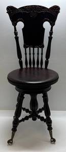 lot 31 image: Antique Claw Foot High Back Swivel PianoVanity Chair