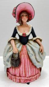 lot 44 image: Vintage Hand Painted Cast Iron Victorian Lady Door Stop  10 12T x 6W x 3D