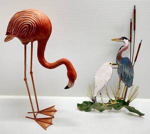 lot 60 image: Misc. Metal & Mix Media Bird Sculptures