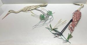 lot 96 image: Two Large Metal Heron Wall Sculptures 1 29 x 35 12
