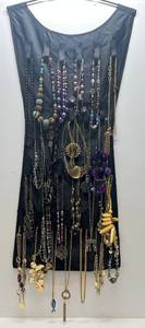lot 125 image: Dress Shaped Hanging Necklace Holder With Costume Jewelry Necklaces
