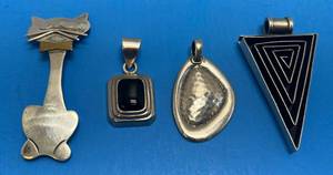 lot 150 image: Sterling Silver Pendants & Cat Brooch 54.22 G Approx Weight