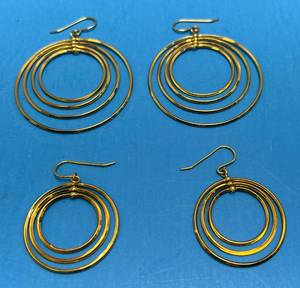 lot 166 image: 14K 4 Tier Hoop Earings 2 1 34 2 1 14 12.55 G