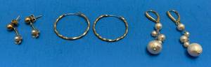 lot 172 image: Misc. 14K Gold Earrings 8.15 G Approx Weight