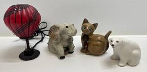 lot 197 image: Misc. Dcor Including Animals & Glass Hot Air Balloon Lamp
