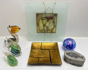 lot 204 image: Blown Glass Items Including Pelican & More