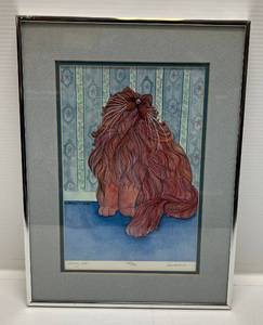 lot 215 image: Barbara Lavallee Limited Edition Print 235950 Sassy Cat Pencil Signed Framed  Behind Glass 12 x 16