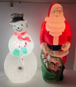 lot 224 image: Snowman 40 & Santa 44 Blow Molds
