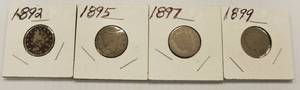 1892, 1895, 1897, 1899 Liberty Head V - Back Nickels
