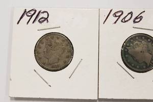 Nice High Grade 1905. 1906. 1912 Liberty Head V - Back Nickels