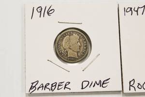1916 Barber And 1947 Roosevelt Silver Dimes