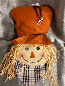 lot 4 image: NWT FallThanksgiving Home Decor  Scarecrow and Gather Gingham Plaid Sign