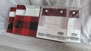 lot 97 image: Lot of Four (4) NIP Trend Lab Red and Black Buffalo Check Window Valance-Buffalo Check Body, Rod Pocket, Red, Black, 60 in x 15 in