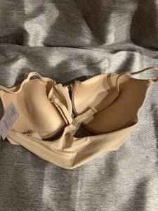 lot 126 image: NWT Auden 32DD Soft Beige Front Closing Demi Coverage Racerback Bra - The Ace