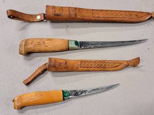 lot 51 image: Lot of (2) Filet Knives with Sheaths