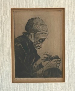 Vintage Limited Edition Black and White Drawing Print