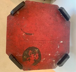Vintage Rustic Red and Black Painted Art and Crafts Style Stand or Petite Side Table