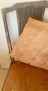 Vintage Wicker Chair with Brown Cushion
