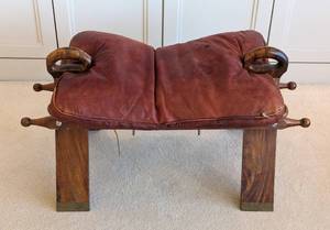 Vintage Leather Camel Saddle Stool