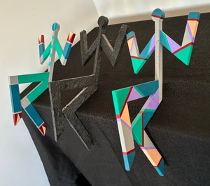 Three Artisan Crafted Abstract Stick Figures