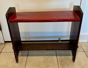 Vintage Wooden Arts and Crafts Style Bench with Red Seat