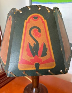 Vintage Art Deco Style Table Lamp with Wooden Base