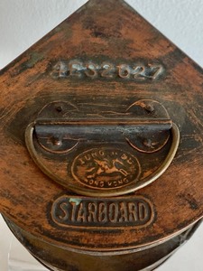 Vintage Antique Copper Starboard Lantern and Brass Matchbox Holder