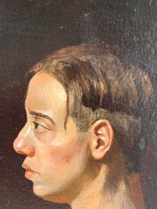Original Board Oil Portrait Painting Signed by Artist Joseph Russotto