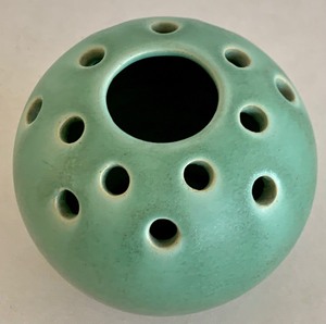 Vintage Green Pottery Floral Frog