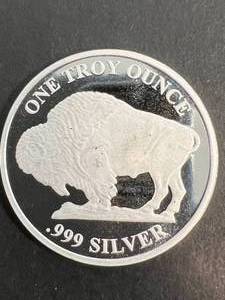 lot 11 image: 1 TROY OZ .999 FINE SILVER BUFFALO INDIAN ROUND