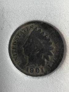 lot 26 image: 1901 US INDIAN HEAD CENT ANI VG8