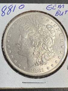 lot 32 image: 1881-O US MORGAN SILVER DOLLAR BU
