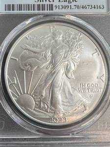 lot 37 image: 2023 AMERICAN SILVER EAGLE PCGS MS70