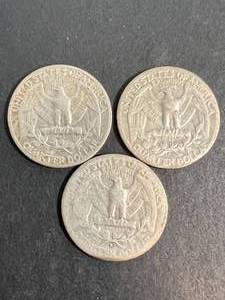 lot 42 image: 3 US WASHINGTON QUARTERS 1936P-D-S