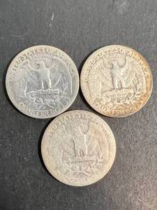 lot 51 image: GROUP OF 3 US WASHINGTON QUARTERS 1937P-D-S
