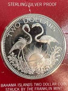 lot 55 image: 1974 $2 BAHAMAS SILVER DOLLAR