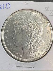 lot 61 image: 1921-D US MORGAN SILVER DOLLAR