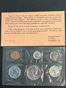 lot 82 image: 1963 US PROOF SET IN ORIGINAL ENVELOPE