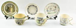 lot 186 image: 3 Oversized Decorated Ceramic Porridge Cups & Saucers