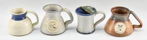 lot 185 image: 4 Hand Thrown Specialty Pottery Mugs