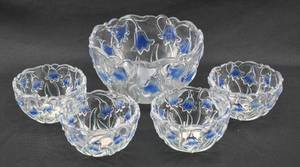 lot 69 image: Set of 5 Glass Bluebell Bowls