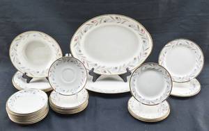 lot 100 image: 31 Pc. Eggshell Nautilus Nantucket Porcelain Set
