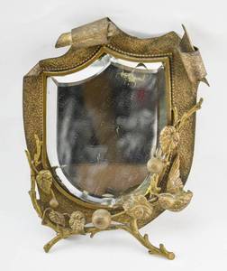 lot 130 image: Brass Art Nouveau Wall Mirror
