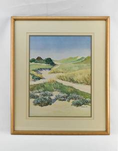 lot 31 image: Lithograph Print of Watercolor Landscape with Photograph