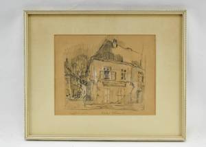 lot 42 image: Signed Original Illustration of Street Scene in Baden