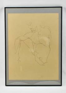lot 47 image: Original Pencil on Paper Illustration of Line Drawn Figure