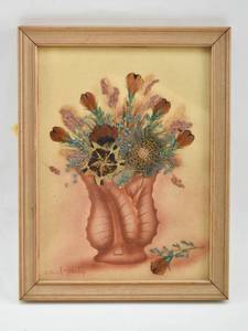 lot 87 image: Handmade Feather Flower Craft Artwork Signed Ida Bisek Prokop